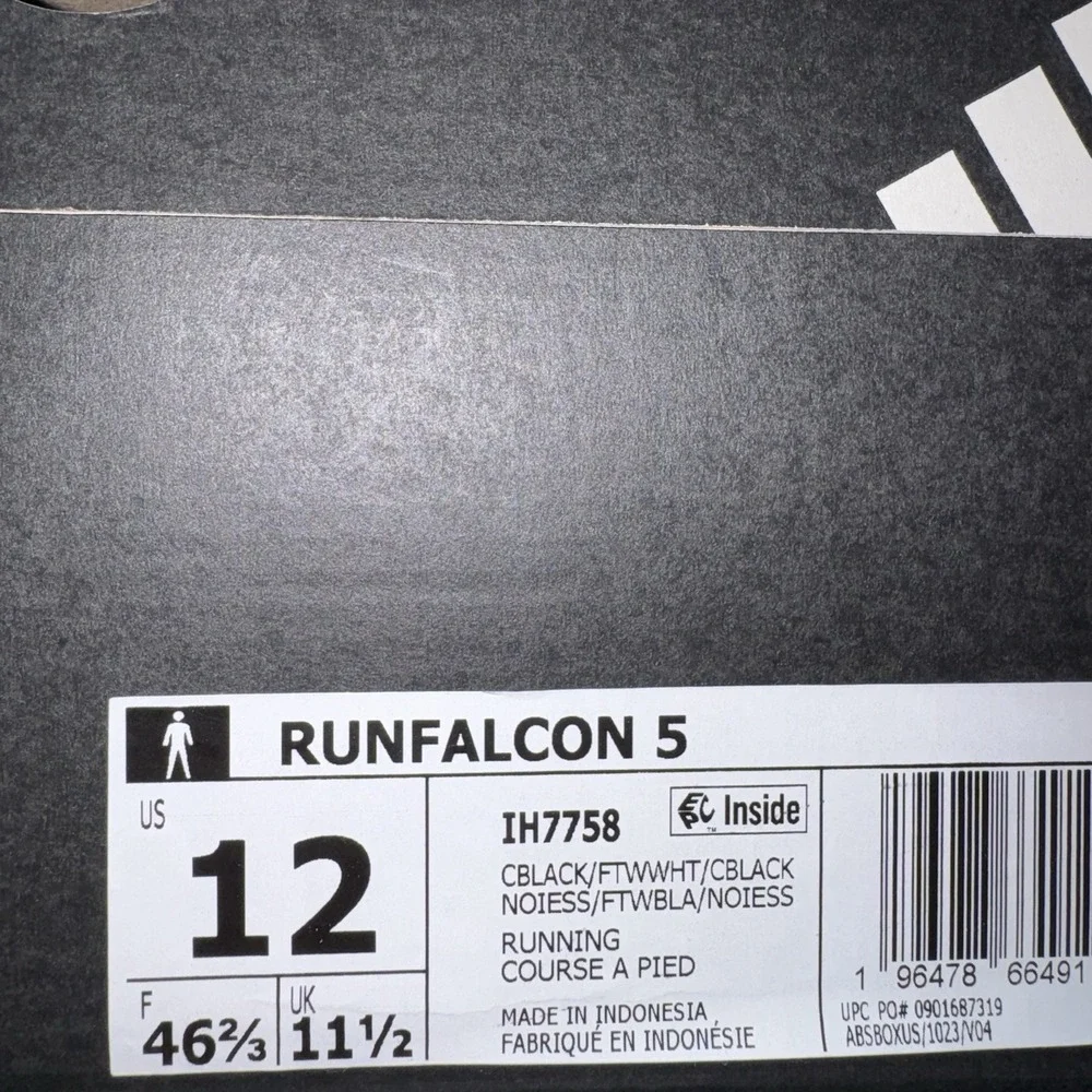 Brand New Adidas RunFalcon 5 IH7758 Cloud Foam Shoe Black White Men's Size 12